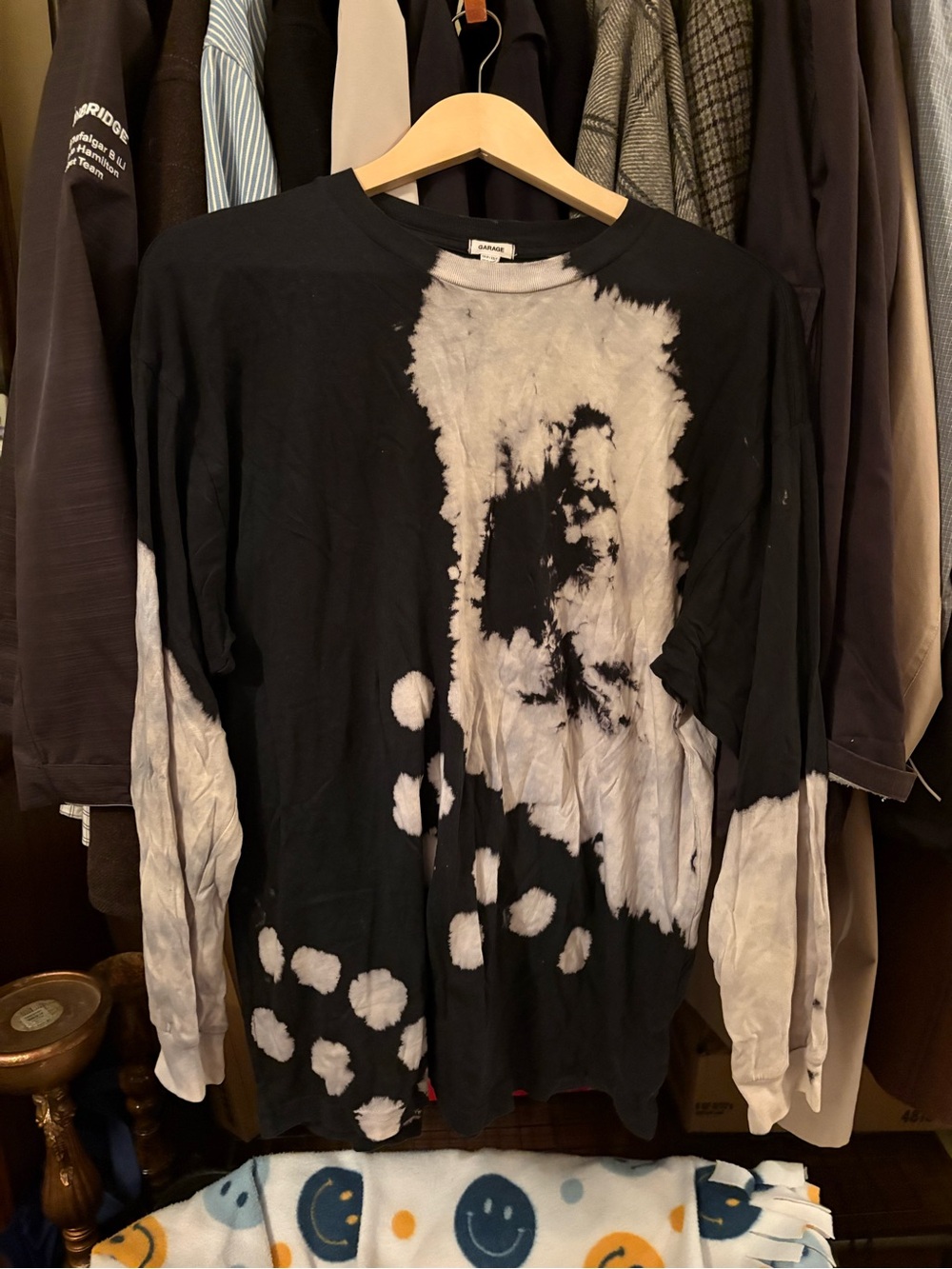 Garage Black and White Tie-Dye Long Sleeve Tee